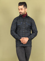 Black and Blue Checks Flannel Shacket - Tistabene