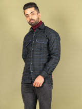 Black and Blue Checks Flannel Shacket - Tistabene