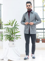 Grey and White Checks Flannel Shacket - Tistabene