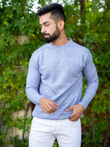 Lavender Color Crew Neck Men's Sweater - Tistabene