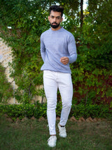 Lavender Color Crew Neck Men's Sweater - Tistabene