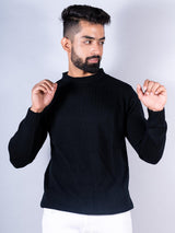 Black Color Crew Neck Men's Sweater - Tistabene