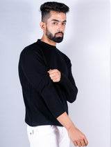 Black Color Crew Neck Men's Sweater - Tistabene