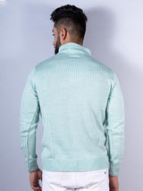 Green Color Classic Zipper Men's Sweater 