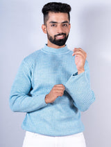 Powder Blue Color Turtle Neck Men's Sweater - Tistabene