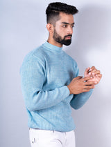 Powder Blue Color Turtle Neck Men's Sweater - Tistabene