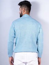 Powder Blue Color Turtle Neck Men's Sweater - Tistabene