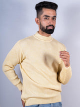 Yellow Color Turtle Neck Men's Sweater - Tistabene