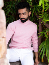 Light Pink Color Turtle Neck Men's Sweater - Tistabene