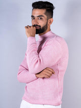 Light Pink Color Turtle Neck Men's Sweater - Tistabene