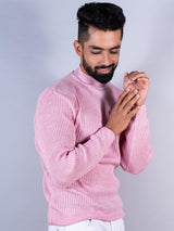 Light Pink Color Turtle Neck Men's Sweater - Tistabene