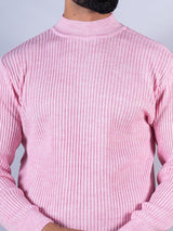 Light Pink Color Turtle Neck Men's Sweater - Tistabene