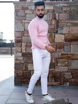 Light Pink Color Turtle Neck Men's Sweater - Tistabene