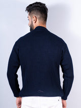 Navy Blue Color Turtle Neck Men's Sweater - Tistabene