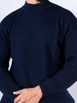 Navy Blue Color Turtle Neck Men's Sweater - Tistabene