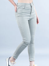 Pastel Green Skinny Fit Jeans For Women