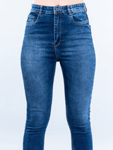 Mid Blue Skinny Fit Jeans For Women