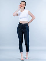 Contrast Colorblock Skinny Fit Jeans For Women