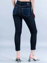 Contrast Colorblock Skinny Fit Jeans For Women