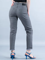 Grey Thigh Cut Jeans For Women