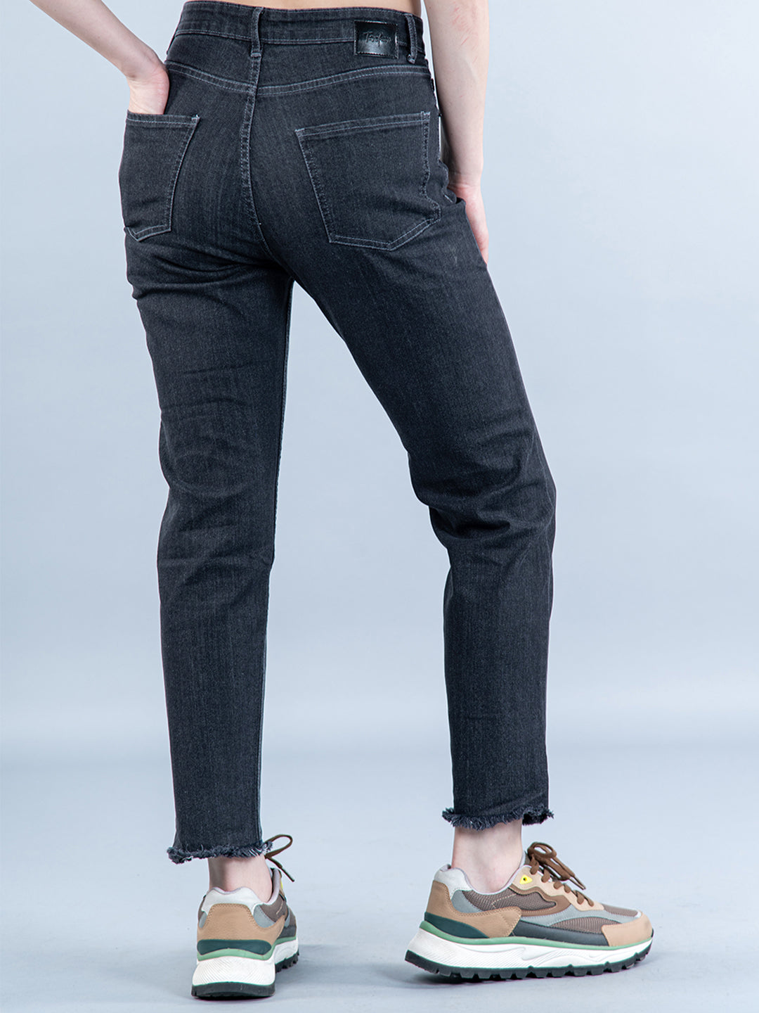 Black Thigh Cut Jeans For Women