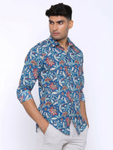 printed blue shirt