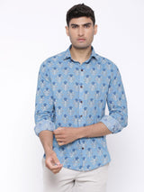 printed blue shirt