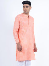 Peach Bloom Printed Kurta