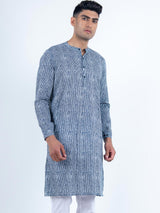 Blue Striped Printed Kurta