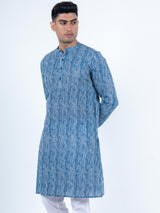 Dark Blue Striped Printed Kurta