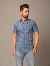 printed blue shirts