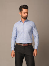 Blue Plaid Checks Cotton Shirt - Tistabene